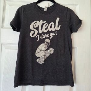 Gray Kids T-Shirt with Catcher Graphic